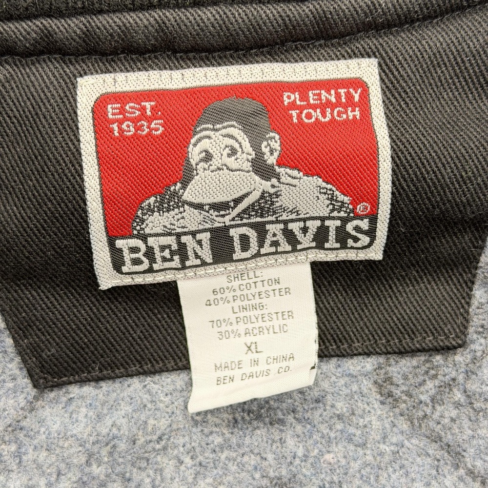 Ben Davis Vest Mens XL Black Twill Lined Full Zip Pockets Workwear Ribbed Collar - Picture 3 of 7